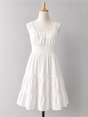 Coquette White Swiss Dot Tiered Mini Dress Soft Girl Graduation, Confirmation